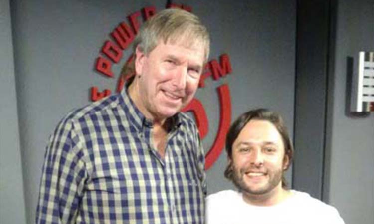 On air with Roger Goode on 5FM. Very serious interviews! 