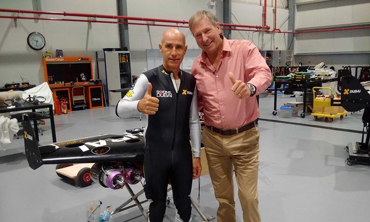 With Jetman Dubai. Straps on 2m wing powered by 4 tiny jets to do 300kph! 